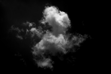 white cloud on black background. Dark tone.