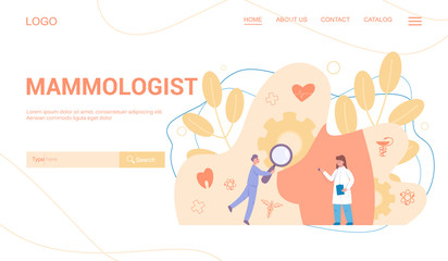 Mammologist web banner concept. Consultation with doctor about
