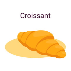 Sweet french croissant with crispy crust. Fast food snack, delicious