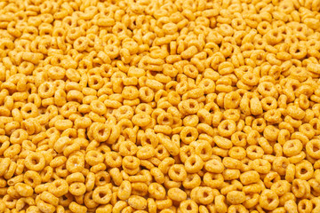 Corn-flakes background and texture. Top view.