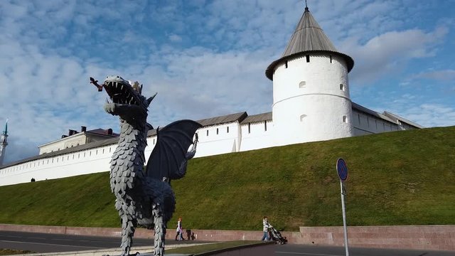 Monument Dragon Zilant in Kazan. Dragon Sculpture. Attraction of Kazan, Tatarstan, Russia