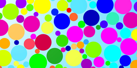 Colored circles on light blue background