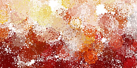 Light yellow vector beautiful snowflakes backdrop with flowers.