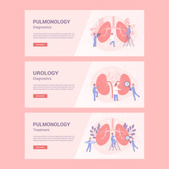 Fototapeta premium Medical specialty and examination header. Pulmonologist and urologist.
