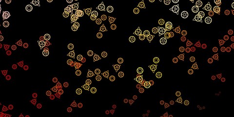 Dark Pink, Yellow vector template with esoteric signs.