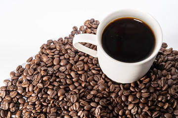 coffee beans and white background