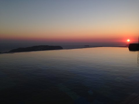 Infinity Pool Against Sunset Sky