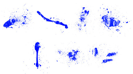 Fototapeta premium Abstract blue set of paint stain and blot brushes