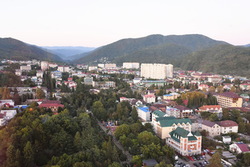 Fototapeta premium Residential neighborhood subdivision skyline Aerial shot