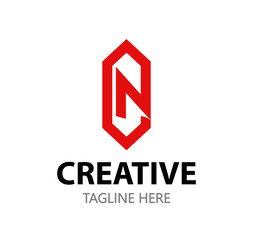 Jewelry Logo with Gem and Letter N. Vector Emblem for illustration with Title and Tagline for slogan or description.