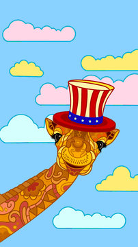 illustration of a jiraf in the sky