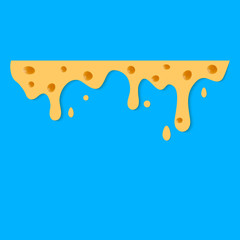 Drips of cheese on a blue background. Vector illustration