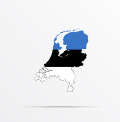 Vector map Netherlands combined with Estonia flag.