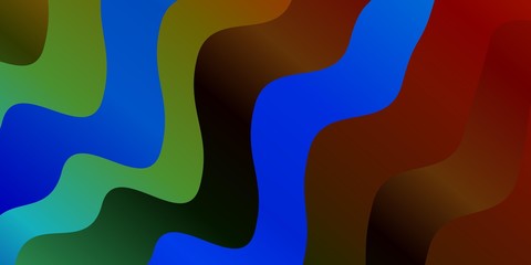 Dark Multicolor vector template with lines. Bright sample with colorful bent lines, shapes. Template for your UI design.