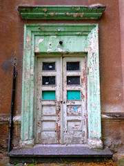 old wooden door in old building