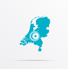 Vector map Netherlands combined with Cooperation Council of Turkic-Speaking States Turkic Council flag.