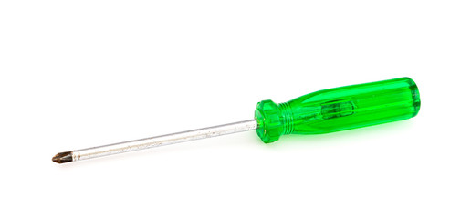 Screwdriver on a white background Your own home repair and renovation tool. Develop engineering knowledge White background.