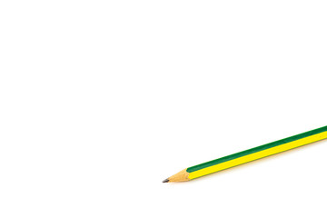 Yellow Green pencil on white background.