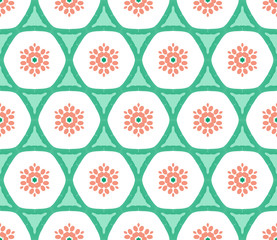 Abstract vector seamless flower pattern. Geometric simple design