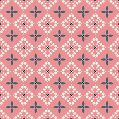 Abstract vector seamless flower pattern. Geometric simple design
