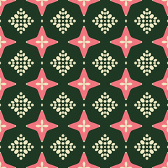 Abstract vector seamless flower pattern. Geometric simple design