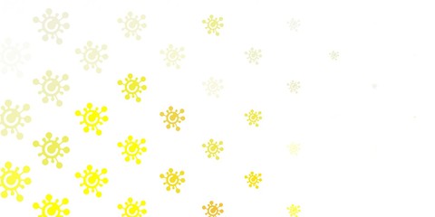 Light Red, Yellow vector background with covid-19 symbols.