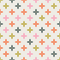 Abstract vector seamless flower pattern. Geometric simple design