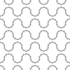 Black and white chain seamless background. Metal chain-link pattern. Chains texture. Vector illustration. EPS 10.