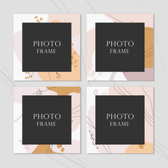 Beautiful vector photo frame on background. Modern art illustration. Album for pictures and memory. Photograph.