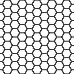 Honeycomb pattern. Seamless honey combs background. Vector hexagon texture. Black and white bee honeycombs. Illustration in flat style. EPS 10.