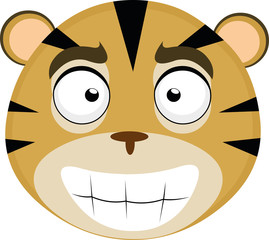 Vector illustration of the face of a funny tiger cartoon