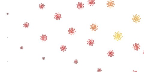 Light Orange vector doodle texture with flowers.