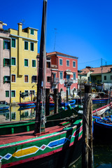 Fototapeta na wymiar Chioggia, town in venetian lagoon, water canal and boats. Veneto, Italy, Europe.