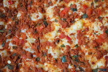 Turkish flatbread with minced meat and tomato sauce  lahmacun 