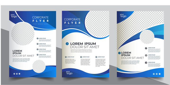 Brochure Design, Cover Modern Layout, Annual Report, Poster, Flyer In A4 With Blue Triangles	
