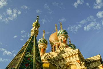 Top of the church of Christ the Savior (1913), an Orthodox church built by the Russian nobility,...