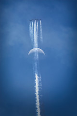 Aircraft on parade with the moon background