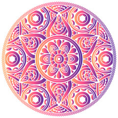 Vector round abstract circle. Mandala style. Decorative element, colored circular design element.
