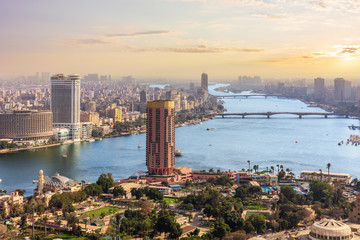 Cairo city downtown view at sunset, Egypt - obrazy, fototapety, plakaty