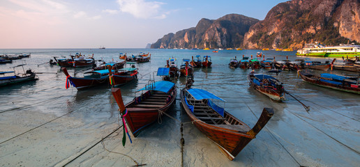View of Harbor on Ton Sai Bay, Phi Phi Islands,Thailand  Andaman Sea