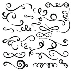 Vector calligraphic elements collection. Swirls and decorations.