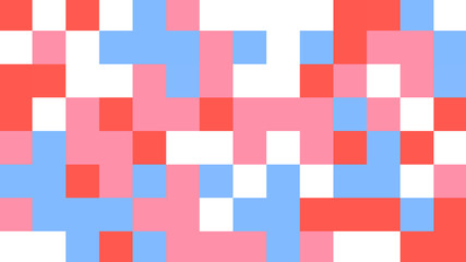 Abstract geometric background with red, pink, blue and white polygons.