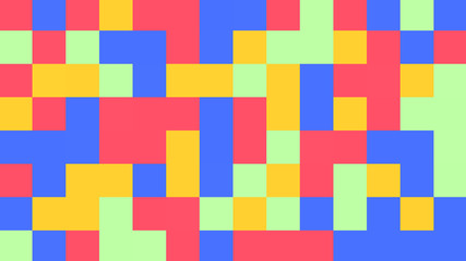 Abstract geometric background with red, yellow, blue, green and purple polygons.