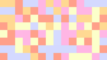 Abstract geometric background with orange, pink, blue and yellow polygons.