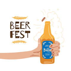 Beer fest. Vector illustration in doodle style. Isolated on a white background. Party celebration in a pub.