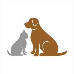 Dog and cat logo design. pet care logo design template

