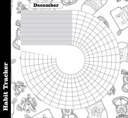 Habit tracker is empty. Bullet magazine template. Monthly planner. Vector illustration. Organizer for printing, diary, planner for important purposes.Bullet jurnal.