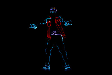 Obraz na płótnie Canvas Neon Glow dancers. Entertainment. 3D illutration.