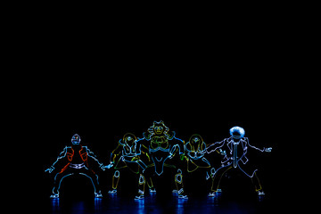 Neon Glow dancers. Entertainment. 3D illutration.