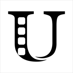Letter U. The initial U letter logo design abstract cinema logo
